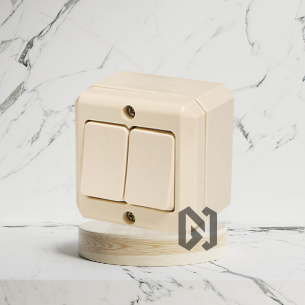 Saklar Tempel Broco Double – Outbow 2 Tombol – Kualitas Terjamin