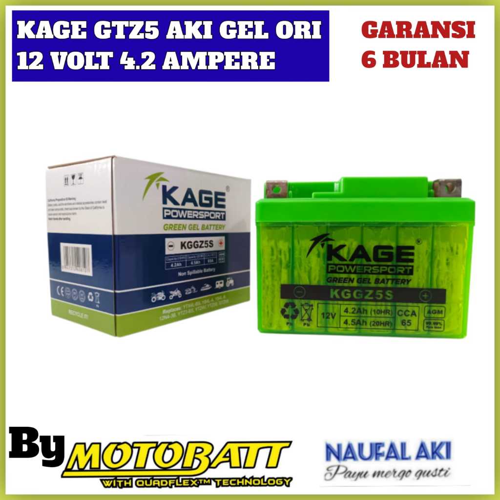 Aki Motor Honda Beat Fi esp Karbu KAGE GTZ5 Aki Gel Langsung pasang By Motobatt