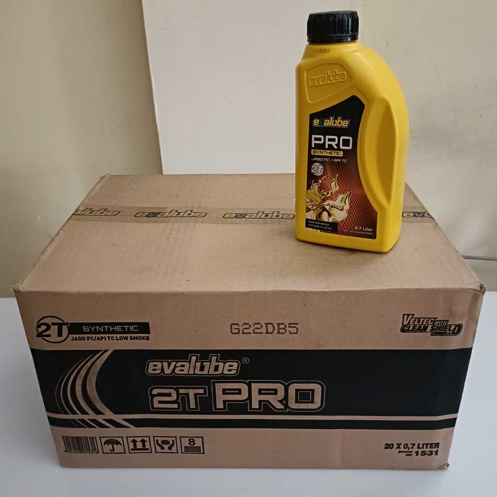 Grosir 1 Dus Oli Samping Evalube 2T Pro Kuning 0.7l 700ml isi 20
