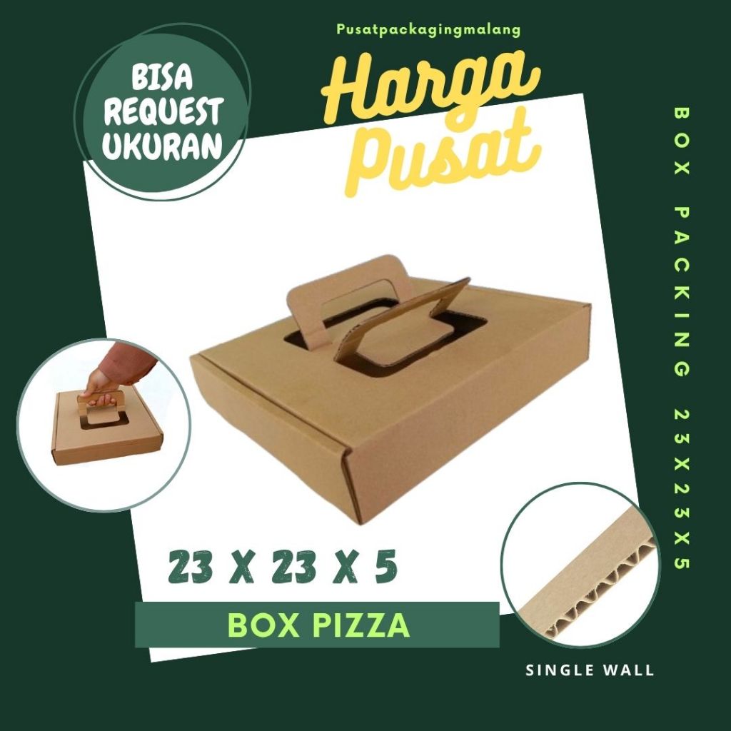Box Pizza 23x23x5 LS Dus Kardus Packing Kemasan Kue Brownis Hampers Karton Kotak Dimsum Donat