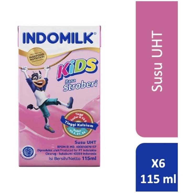 Indomilk Kids Strawberry Susu Stroberi UHT Dus [115 ml]