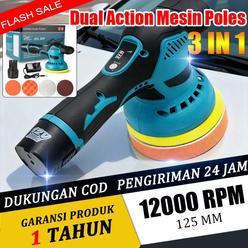 DEWIN Mesin Poles Body Mobil Cordless 5Inch Mesin Polisher 12000RPM Car Kaca Alat Poles Perbaikan