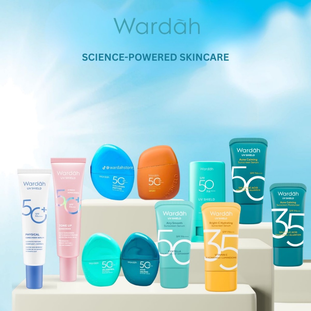 WARDAH UV Shield Indonesia / Sunscreen Spf Sun Stick Gel Aqua Fresh Gel Facial Wash Face Essence Ton