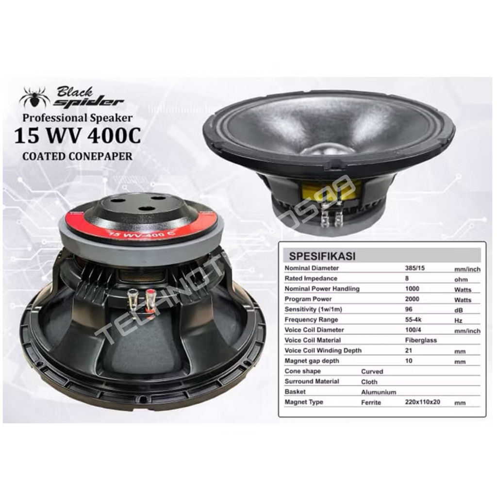 Speaker Komponen BlackSpider 15WV400C Component Speaker Black spider 15''