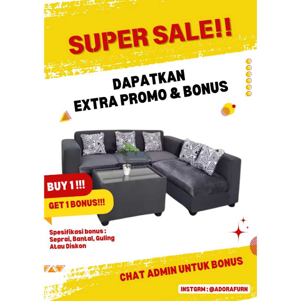 Sofa Minimalis L Putus / sudut - Yakoho Calvino / FREE ONGKIR BANDAR LAMPUNG