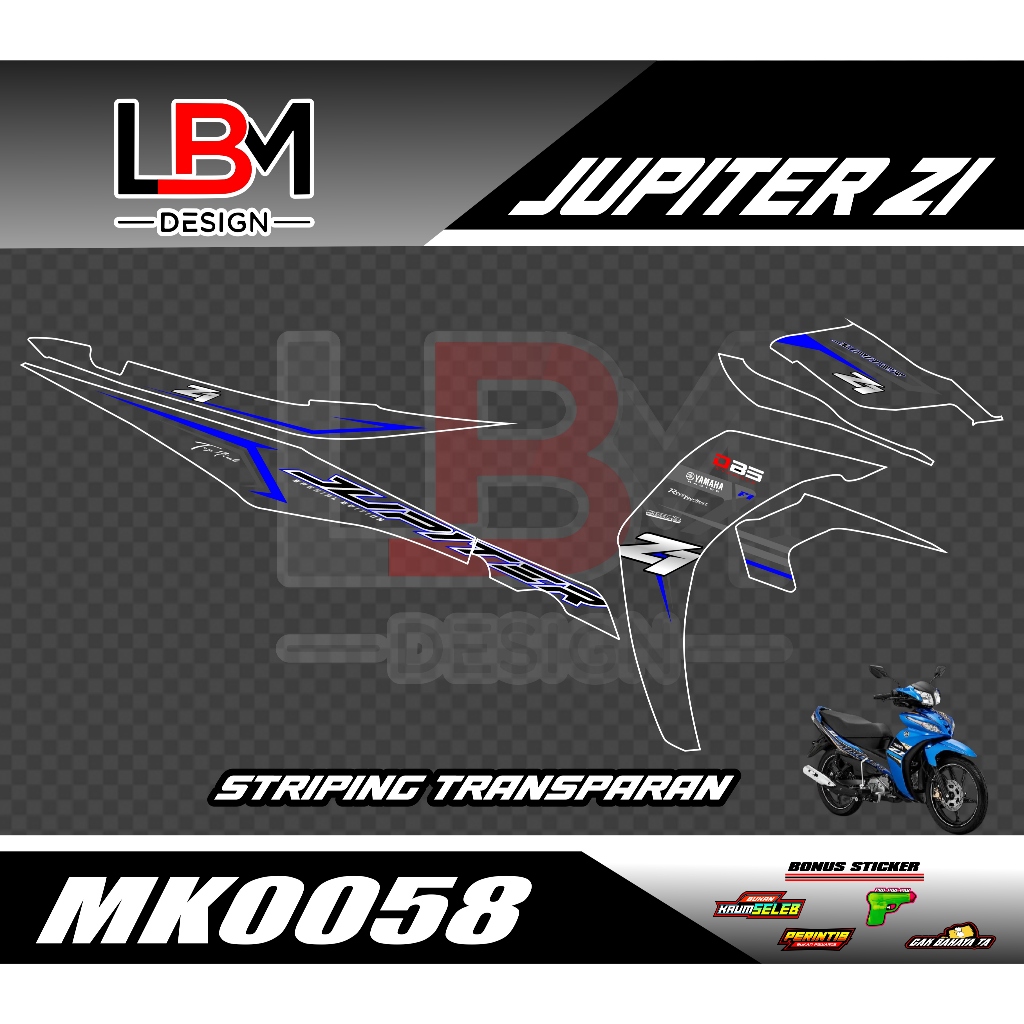 STIKER STRIPPING LIST VARIASI UV/TRANSPARAN MOTOR JUPITER Z1 TRANSPARAN