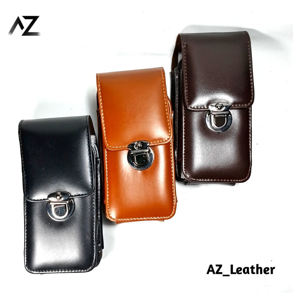 [AZ] Sarung HP Pria 2 Slot Kulit Sapi Asli