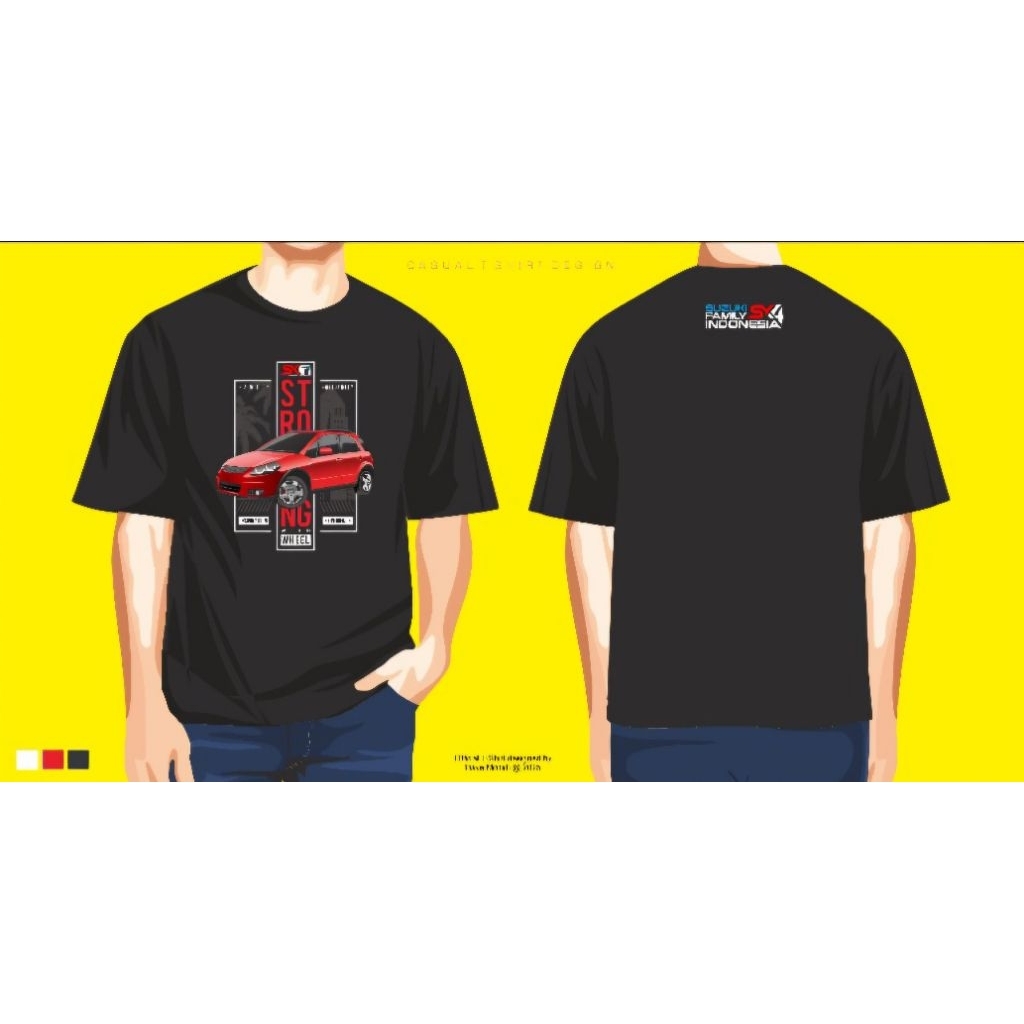 Kaos Casual SXFI – Suzuki SX4 Family Indonesia size S–5L (Hitam, Merah, Putih)