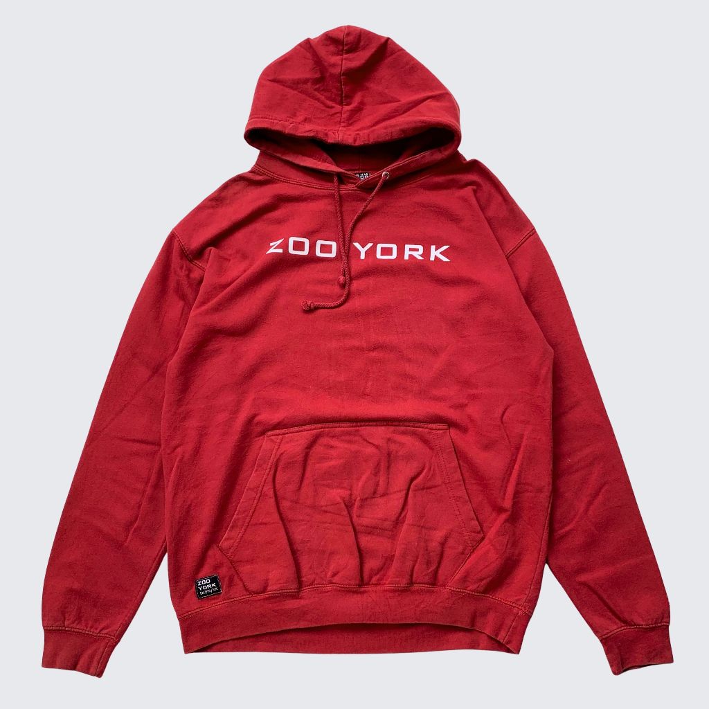 Red Red Delima 2000s Zoo York NYC Skateboards Vintage Skate Hoodie - Unisex - L