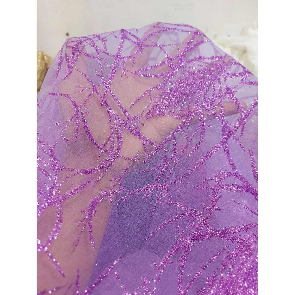 kain organza premium  - kain organza gliter  - kain organza kaca - kain organza kaku ( Lilac) dr