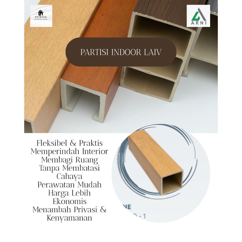 Partisi Indoor Dekoratif | Partisi Motif Kayu | Partisi Kayu Panjang 3m