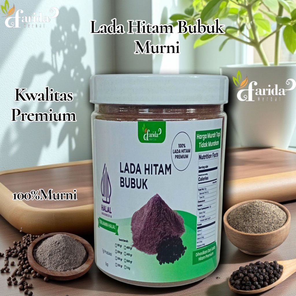 Lada Hitam Bubuk Murni 400gram Kemasan Toples/Asli Murni Lada Hitam Bubuk 400gram Kemasan Toples