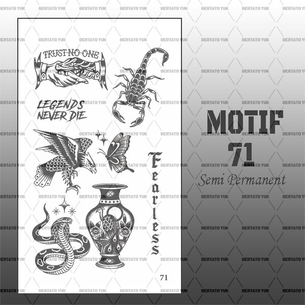 BERTATO-Stiker tato temporer semi permanen Seri NEW 71 / Tato temporer anti air semi permanen / Bert