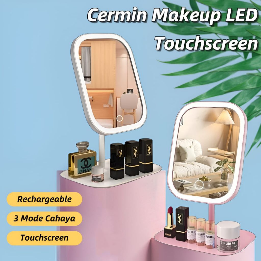 Cermin Rias Makeup LED / Cermin LED Untuk Makeup /Cermin Dengan Lampu Charger •Mirano•