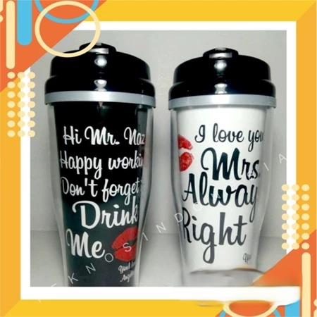 TUMBLR MINUM CUSTOM DESIGN - TUMBLER CUSTOM FOTO TULISAN LOGO 460 ML