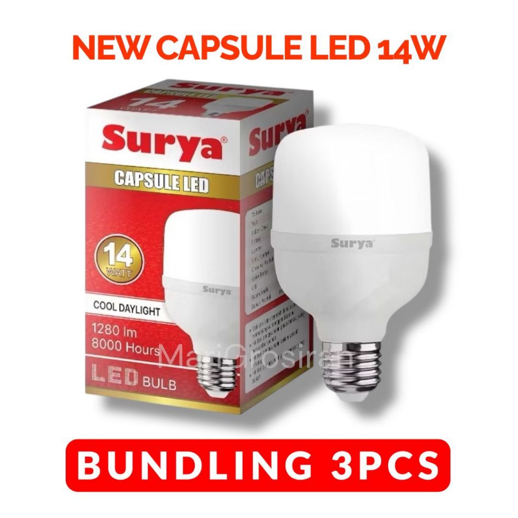 BUNDLE/BUNDLING/PAKET 3PCS LAMPU SURYA LED 14 WATT Surya Lampu Bohlam LED New Capsule 14 Watt Cahaya