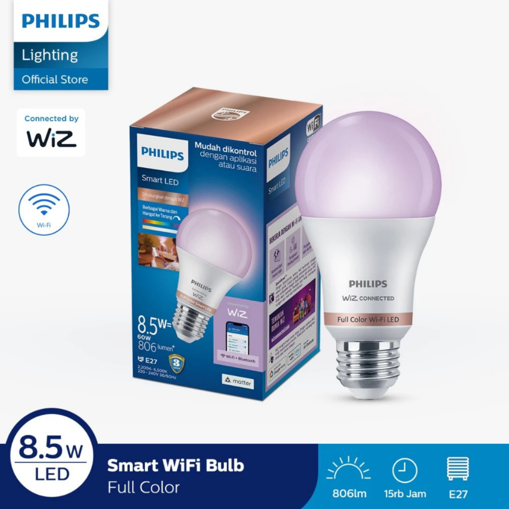 Philips Smart LED 8.5W RGB WiFi – Lampu Pintar Warna-Warni Bisa Dikontrol HP