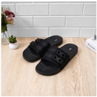 ATARU Sandal Pria Double Buckle Strap - Hitam