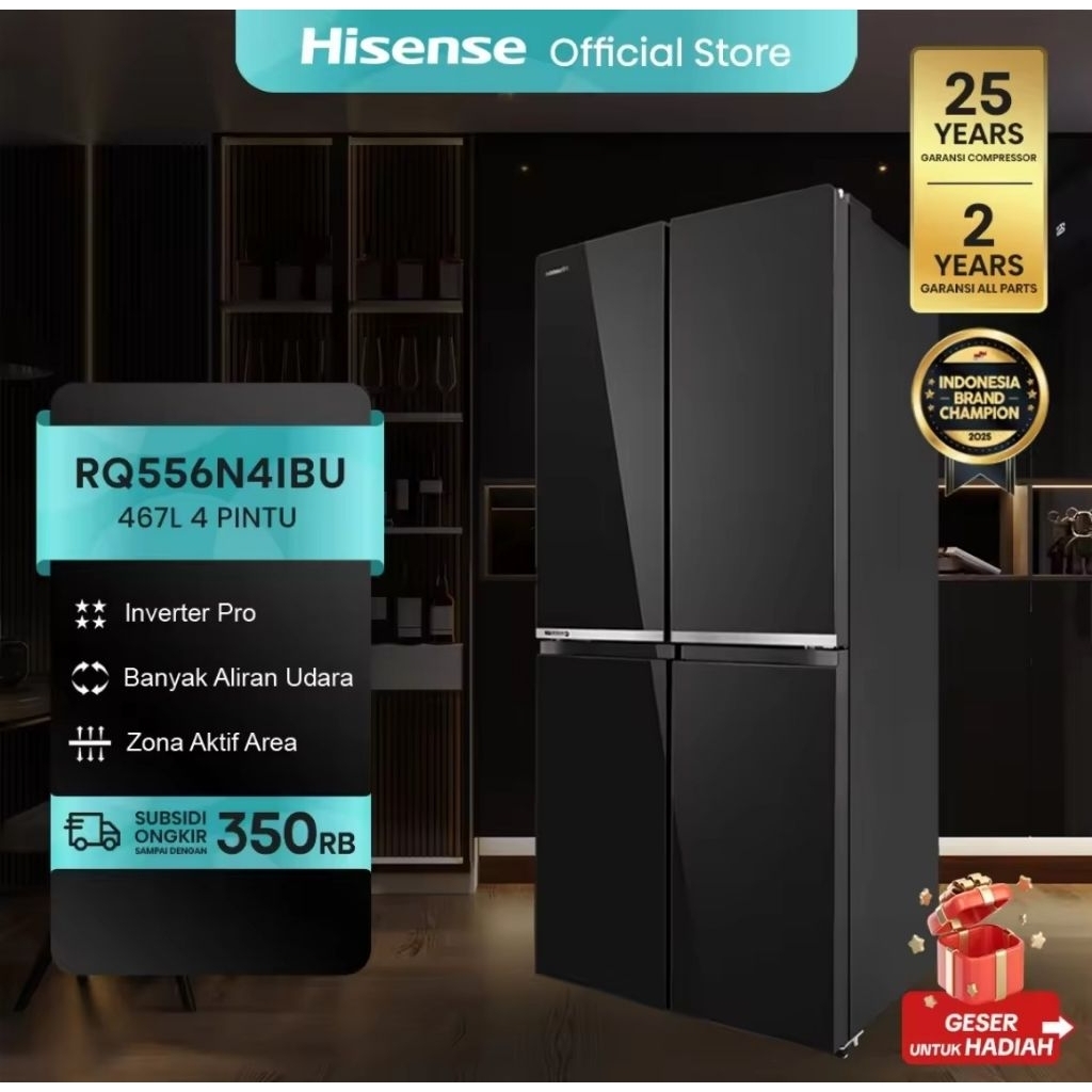 Hisense Kulkas 4 Pintu - RQ556N4IBU - 467L