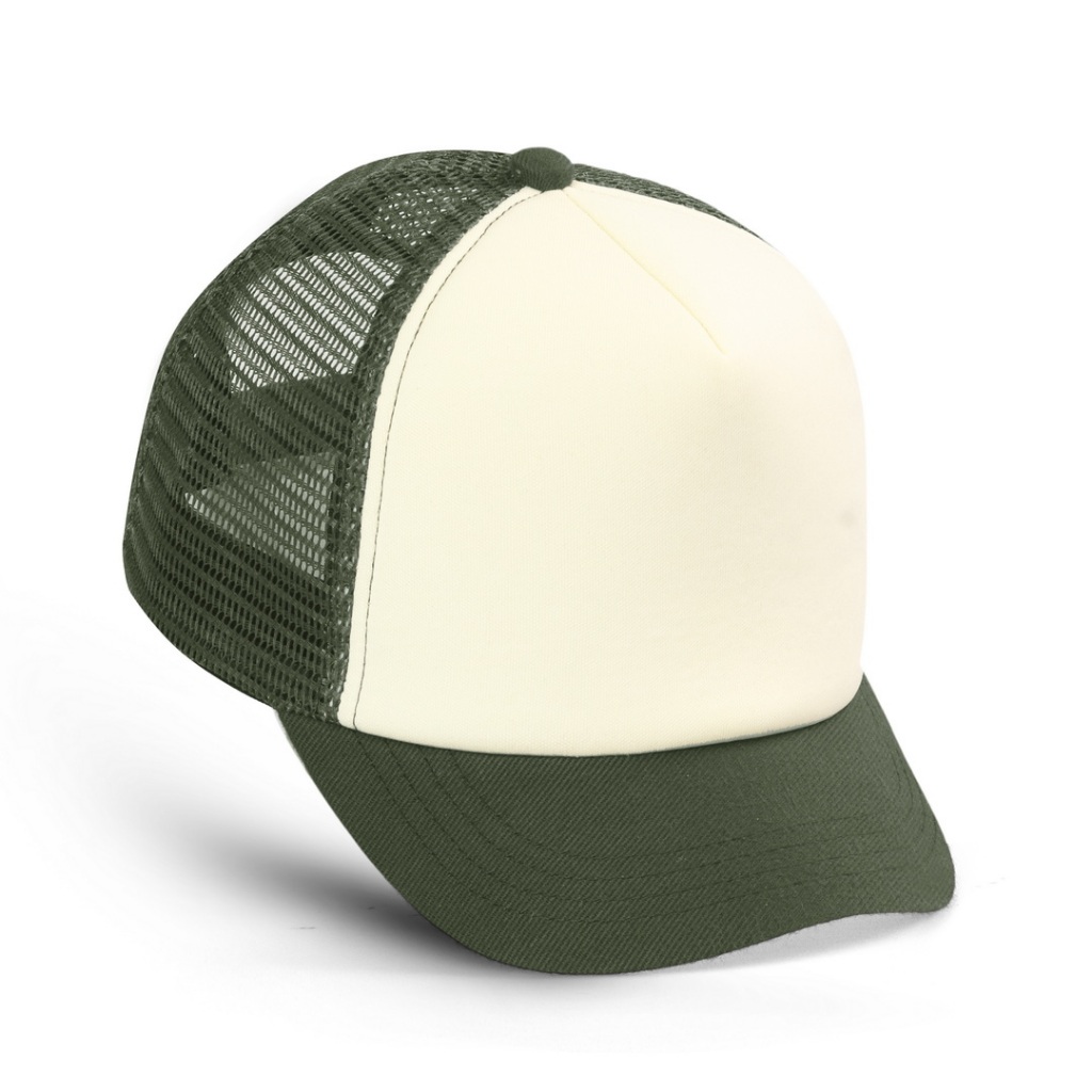 Topi Trucker Polos Pria Elegan Adjustable / Topi Jaring LIDAH PENDEK Pria Wanita Hijau Army Krem Hig