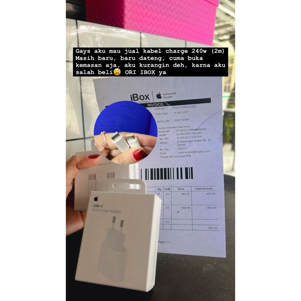 Kabel Charger Iphone type C ori IBOX (hanya buka kemasan saja)