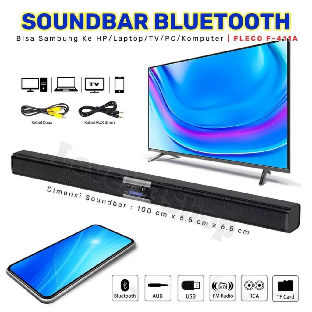 Speaker Bluetooth FLECO F-411A Panjang 1 Meter – Speaker TV, HP, Komputer Suara Jernih Extra Bass