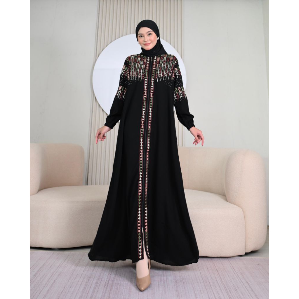 qinaa_Shop Gamis abaya turki hitam mewah elegan terlaris 2025 dress wanita kekinian ootd pesta