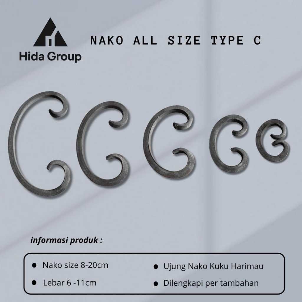 Ornamen Pagar Besi Tempa Nako Motif C 8-25 cm