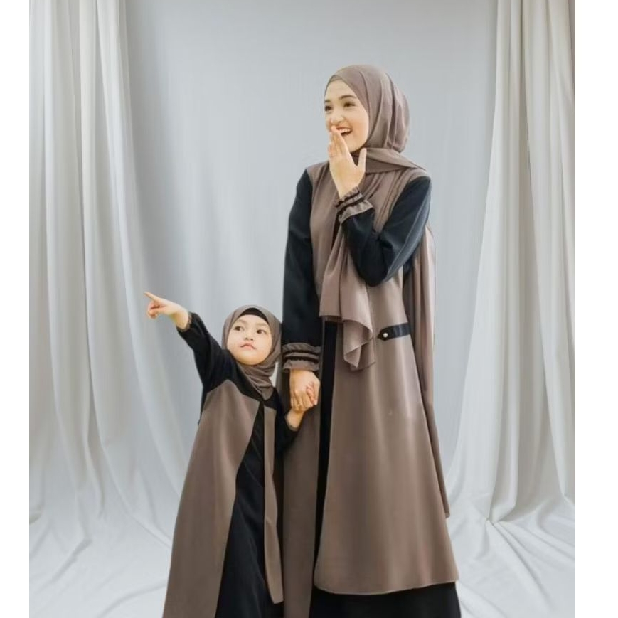Couple Ceruty Estina + Phasmina Baju Ibu dan Anak Baju Couple Gamis Longdress Maxi Baju Lebaran