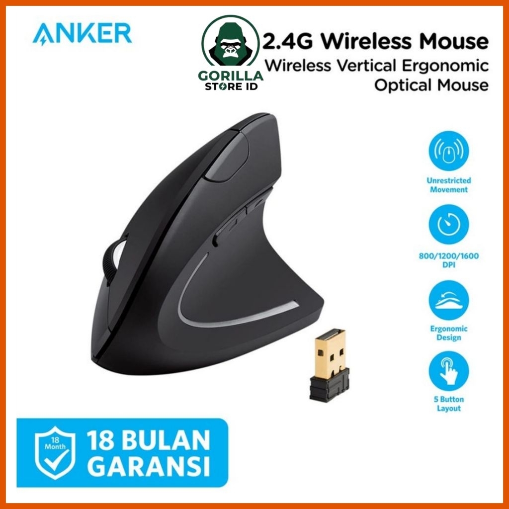 Anker Wireless Vertical Argonomic Mouse - A7852