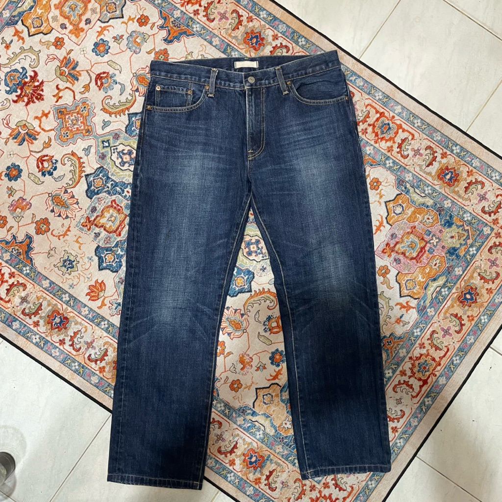 CEK DEKSRIPSI SEBELUM CO Celana Panjang Jeans Pria Cowok Reguler Fit Brand UNIQLO Original Second Pr