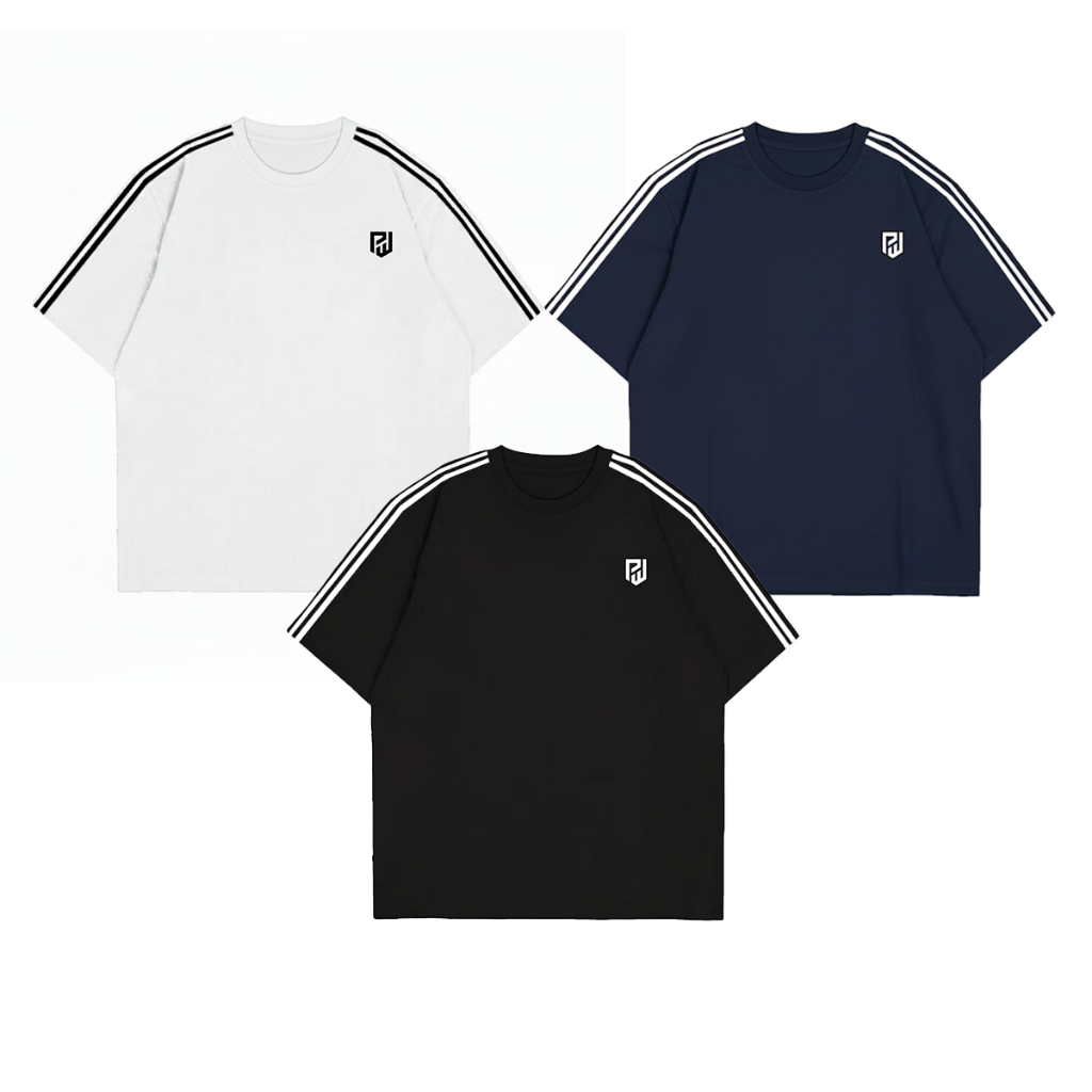 PLATINUM WORLD T-Shirt Baju Kaos HK Hitam Stripe Premium Quality by Worthclothing