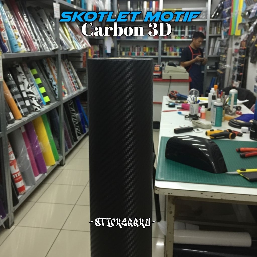 Skotlet motif carbon 3D doff bertekstur kasar skotlet body motor