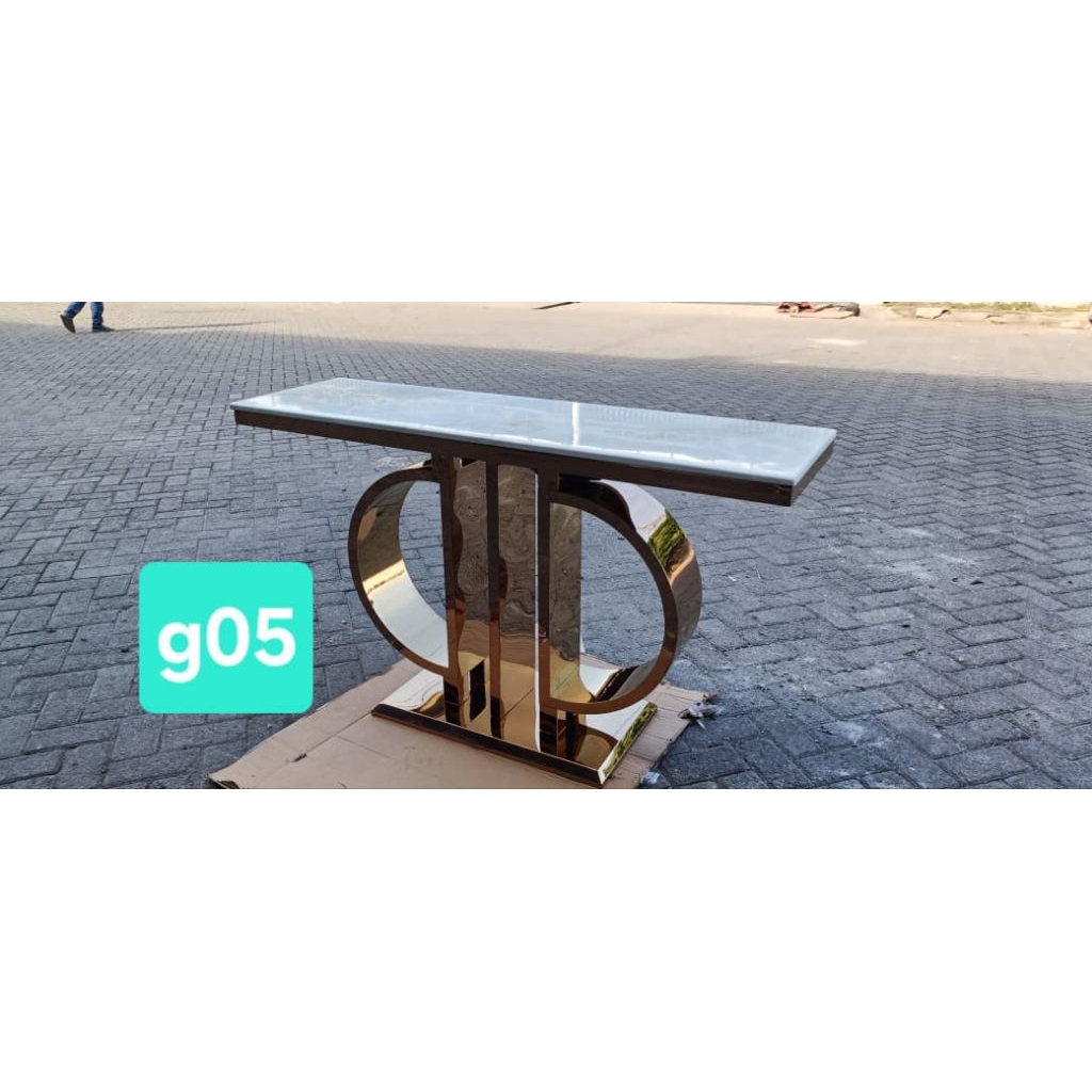 Meja Konsul Import - Stainless Gold Dior - Top Table. Granite Import - 140×40×80cm