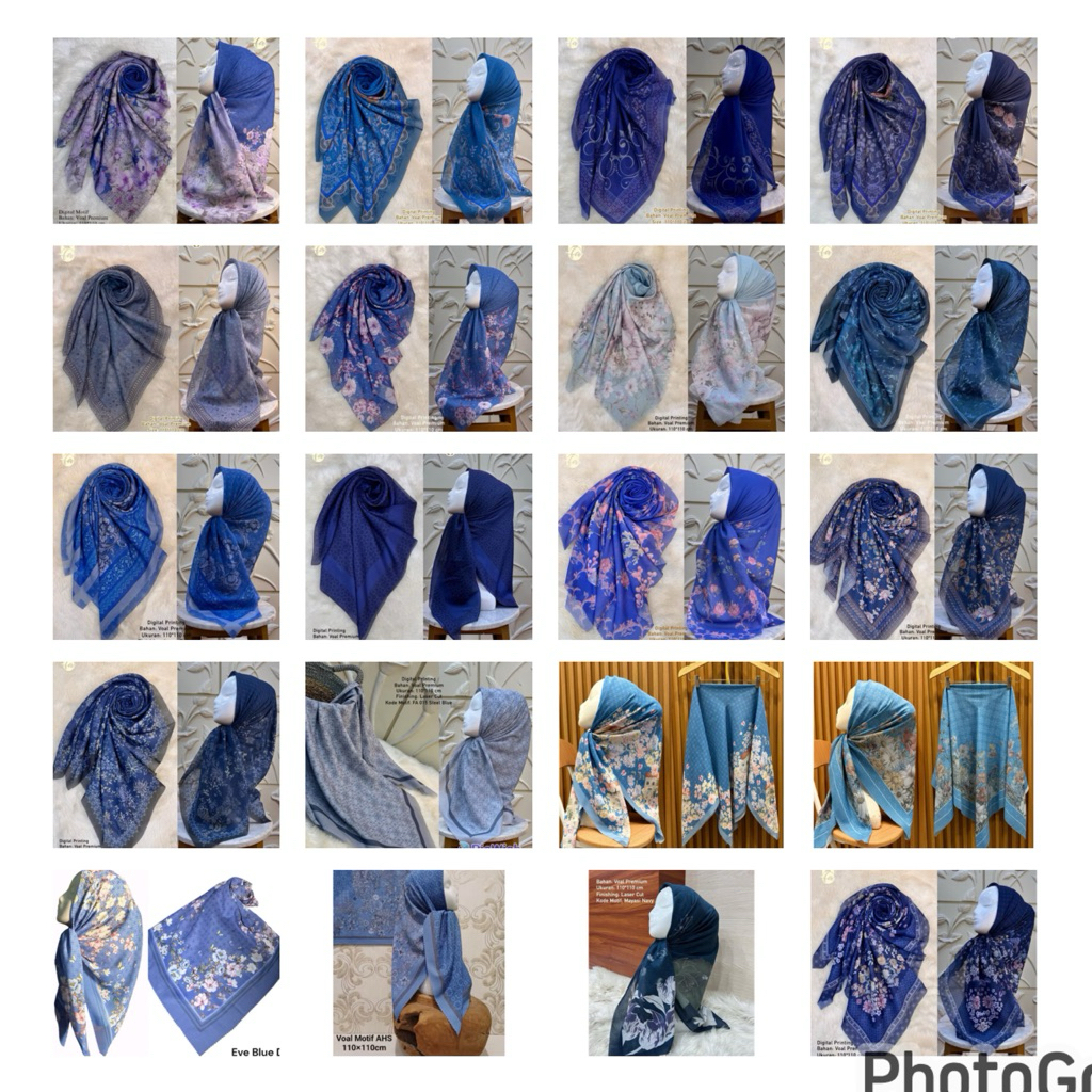 BIRU KATALOG | Voal motif Jilbab motif Blue series/ Denim / Biru/ Tosca /Navy / Birel / baby blue