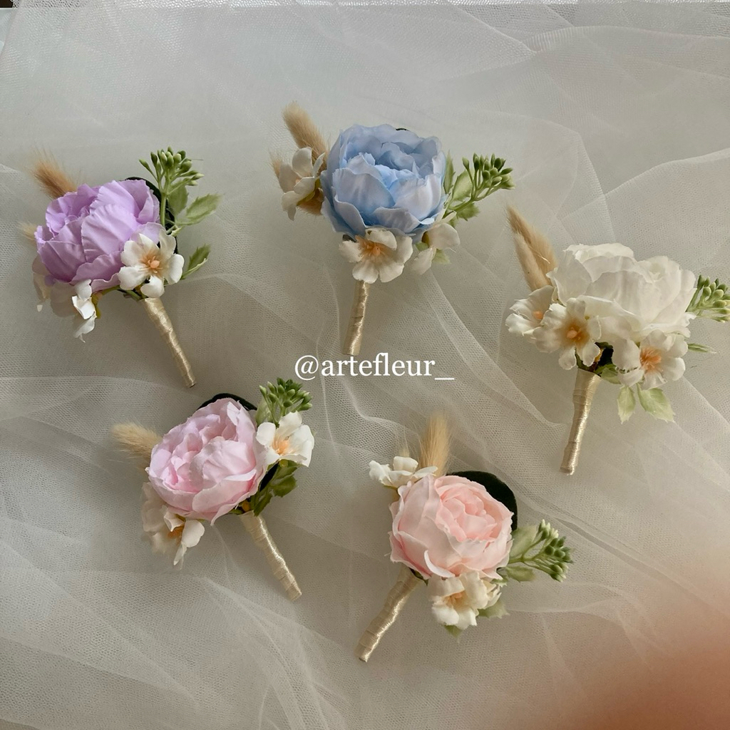Wedding Corsage Soft Nude Peony Boutonniere | Pin Jas Pria | Bros Bunga Mawar Pengantin