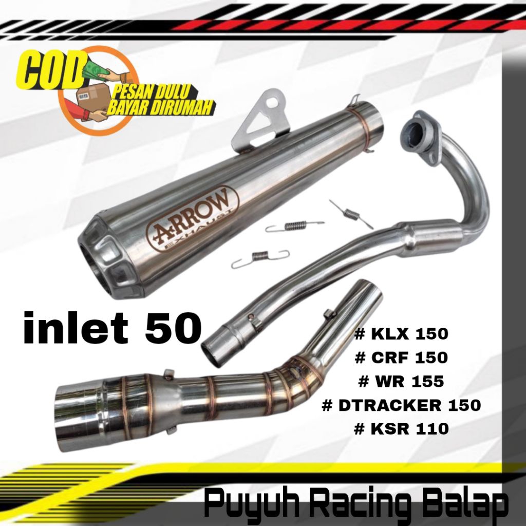 Knalpot racing Arrow inlet 50 PNP KLX 150 S/L/G KLX BF CRF 150L DTRACKER 150 NEW/OLD YAMAHA WR 155 K