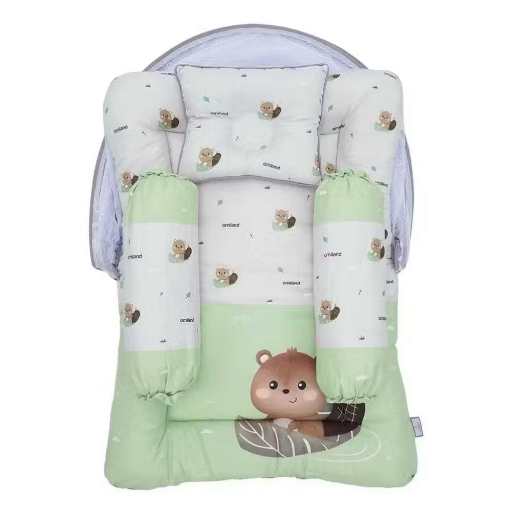 Omiland Kasur Kelambu Bayi Lipat Dakron Set Bantal Peang Guling Seri Otter Hijau [NEW]