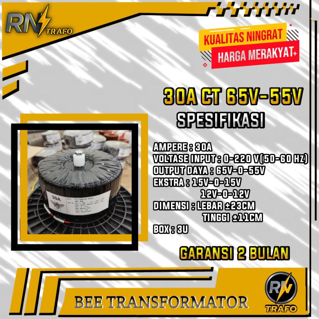 trafo donat 30A ct 65v-55v Murni Bergaransi (2U)
