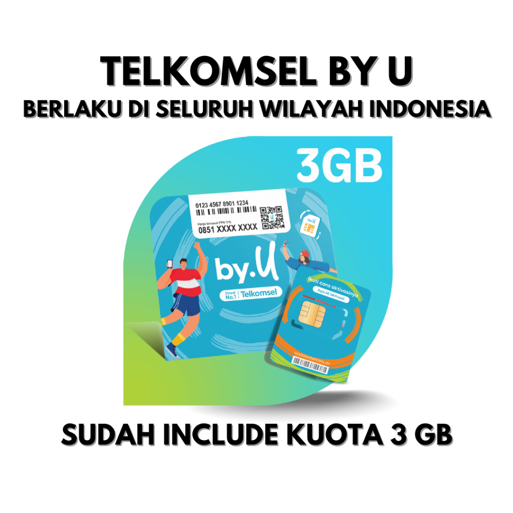 Kartu Internet Telkomsel BY U Free 3 GB - Kartu BY U Telkomsel - Telkomsel BY U Termurah - B5