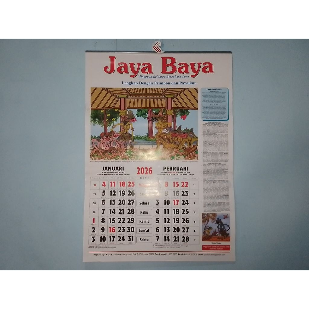 kalender 2026 Jayabaya / Jaya Baya disertai Primbon
