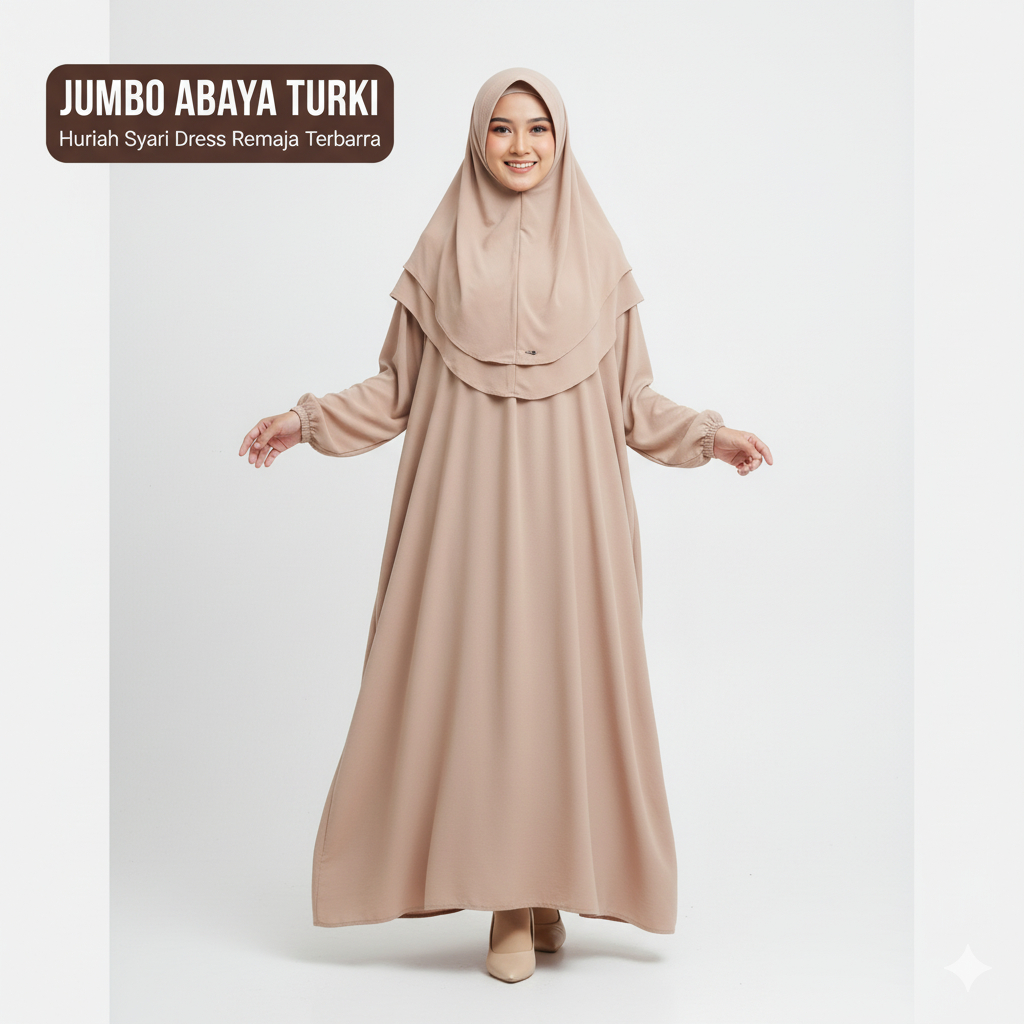 Gamis Jumbo Abaya Turkey Syari Huriah | Dres Remaja Premium | Gamis Jumbo Turki | Abaya Turky
