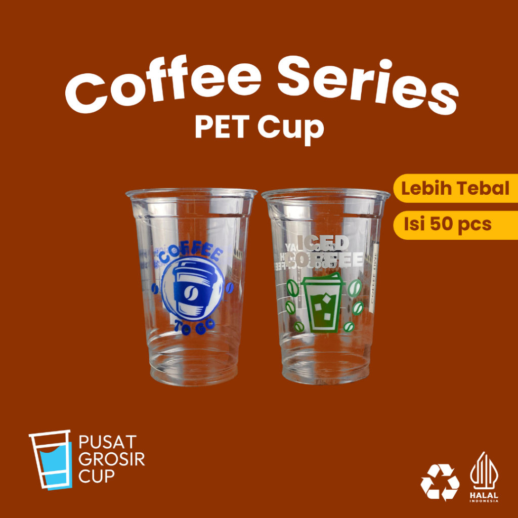 [Isi 50 pcs] STARINDO Gelas Plastik PET Printing Kopi 12 oz / 16 oz Murah Untuk UMKM, Cafe, Kopi Kel