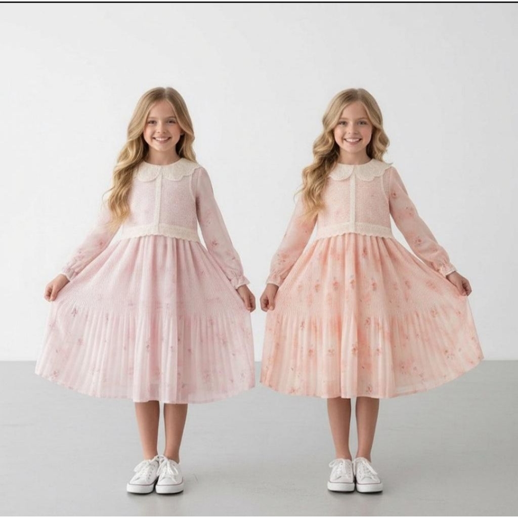 FAHSION ANAK MUSLIM- BIPLI - MIDI DRESS ANAK PEREMPUAN ROMPI BRUKAT PREMIUM (6-11 TAHUN)