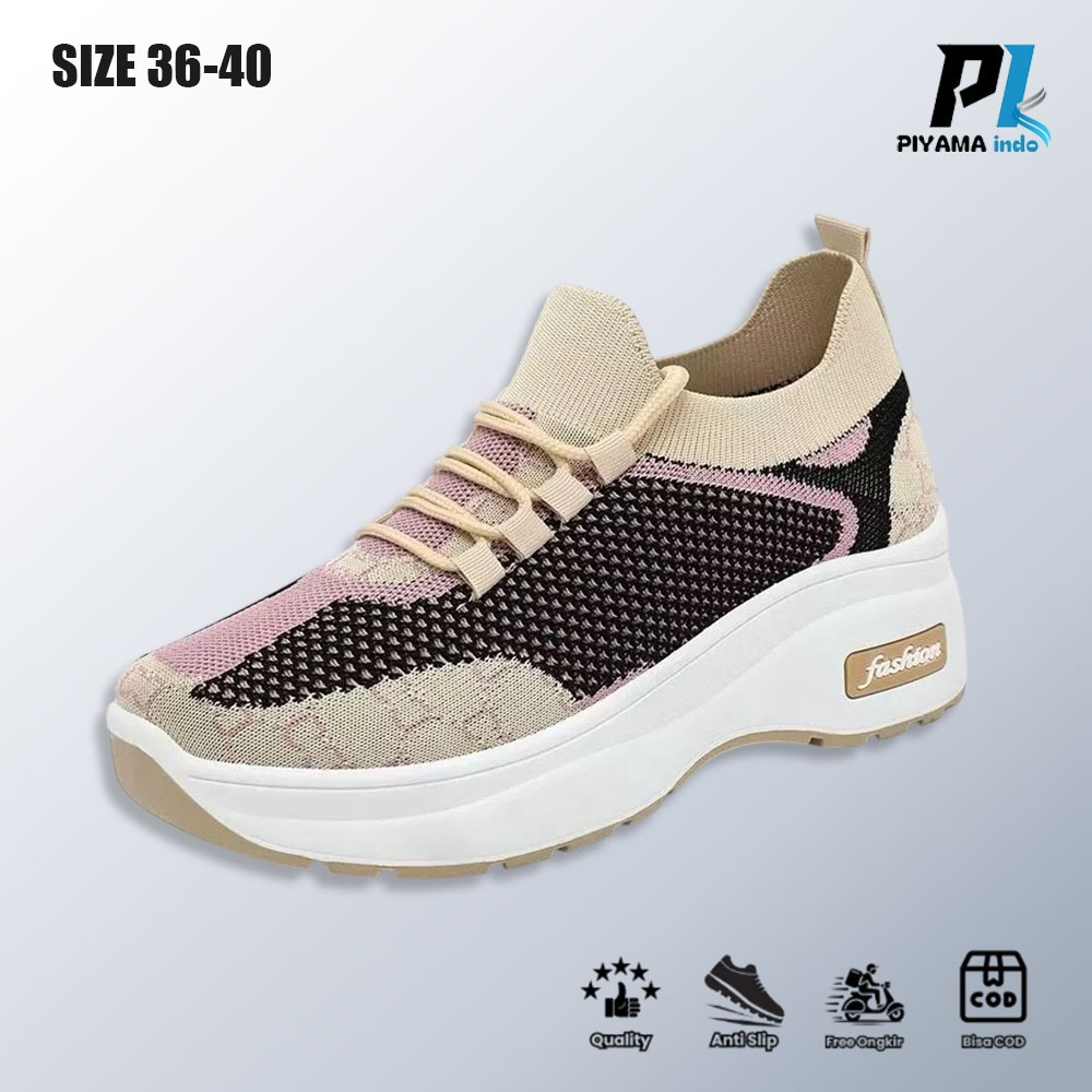 Free Box Sepatu Sport Import Wanita Sneaker Slip On Rajut Sepatu Olahraga Tanpa Tali Kanvas Premium 