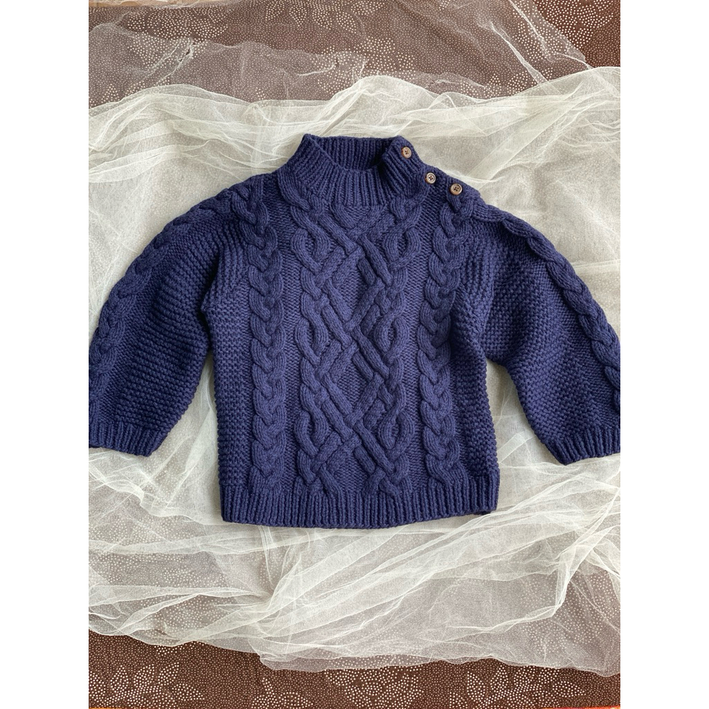 PRELOVED PL sweater rajut kepang navy dongker anak unisex cowok cewek laki branded GAGAP size 4T