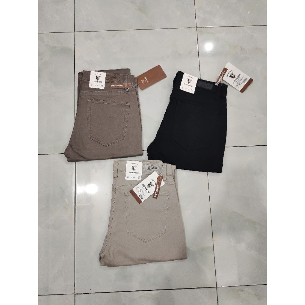 Celana Panjang Pria Goviboss Softjeans/Chinos, 3 Warna, UK 33-38, 100%Original