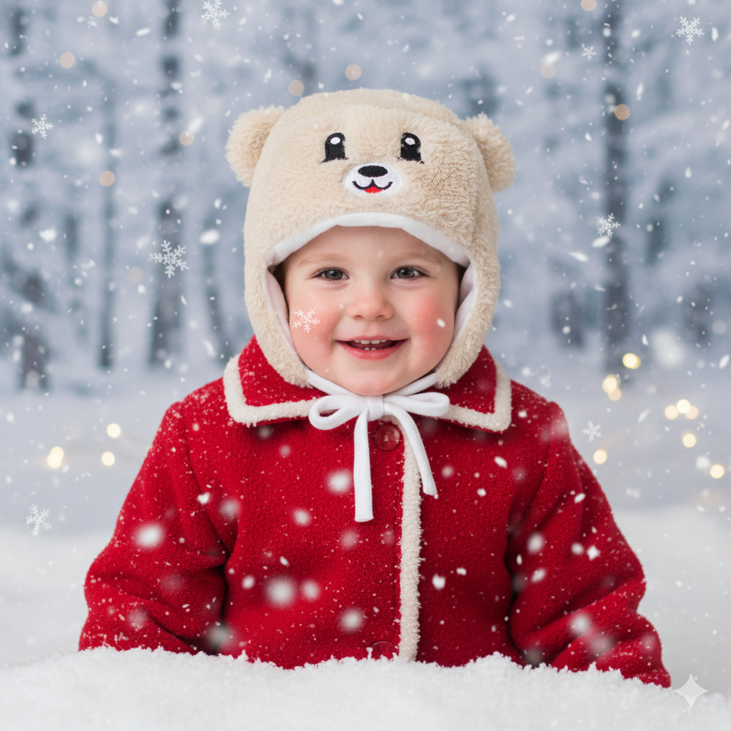 Topi Bayi Bulu Eskimo Beruang / Musim Dingin / Topi Bayi Bludru Bear Series