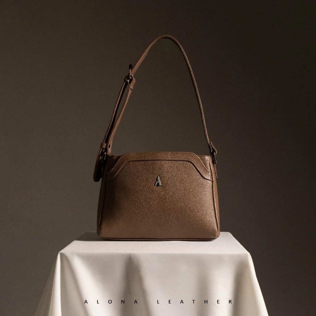 Alona Leather Kirana Shoulder Bag - Tas Selempang Bahu Wanita Kulit Sapi Asli Free Dompet Stnk