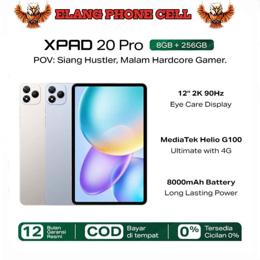 Infinix XPAD 20 Pro 8/256GB Mediatek G100 Ultimate - 12" 2K 90Hz -8000 mAh - 4G LTE